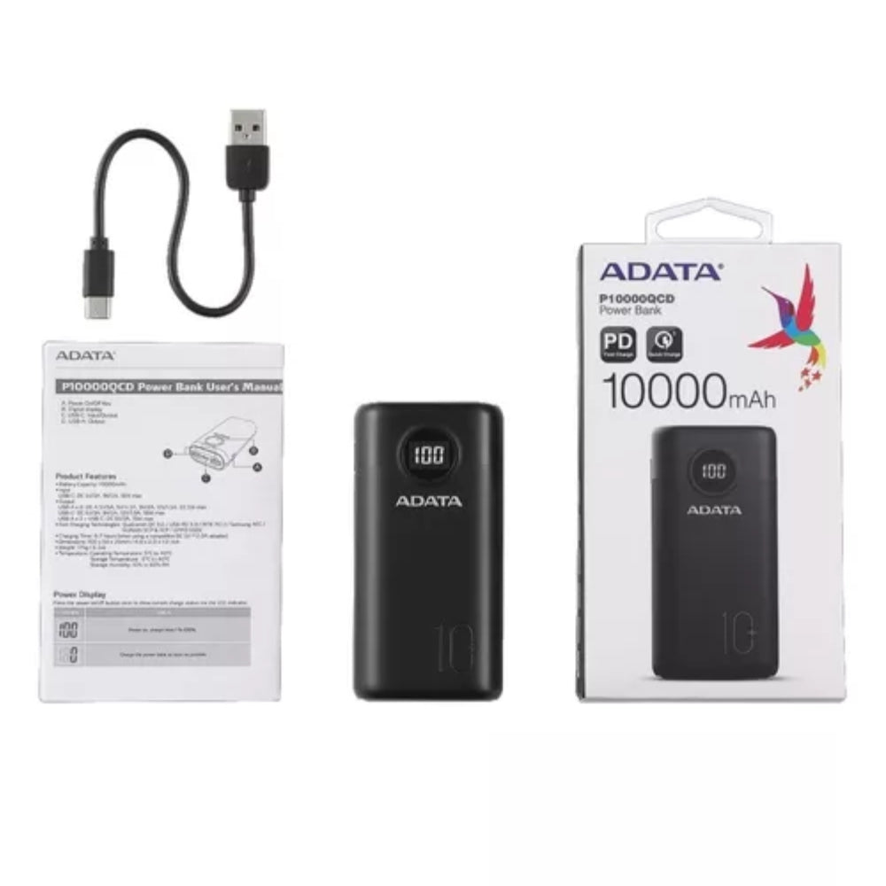 Adata P10000qcd Power Bank 10000mah Multi Carga Rápida USB-C